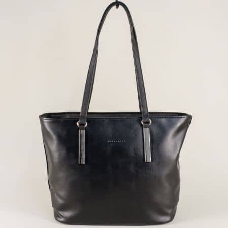Френска дамска чанта с две средни дръжки в черен цвят ch5518-2ch