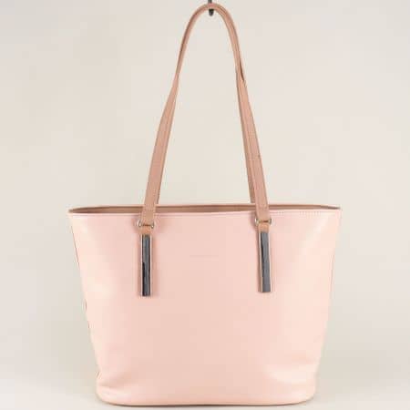 Френска дамска чанта с две средни дръжки в розов цвят ch5518-2rz