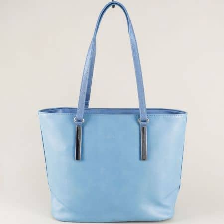 Френска дамска чанта с две средни дръжки в син цвят ch5518-2s