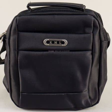 Черна мъжка чанта с две прегради, къса и дълга дръжка ch551ch