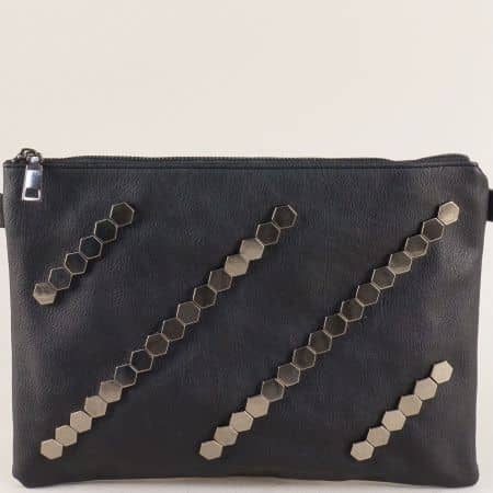Черна дамска чанта с дръжка за китката и дълга дръжка ch553003ch