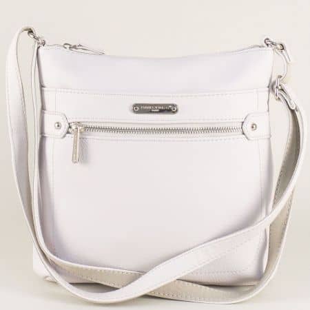Бяла дамска чанта- DAVID JONES с дълга дръжка ch5535-2b