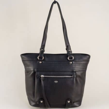 Черна дамска чанта- DAVID JONES с две външни джобчета ch5537-6ch