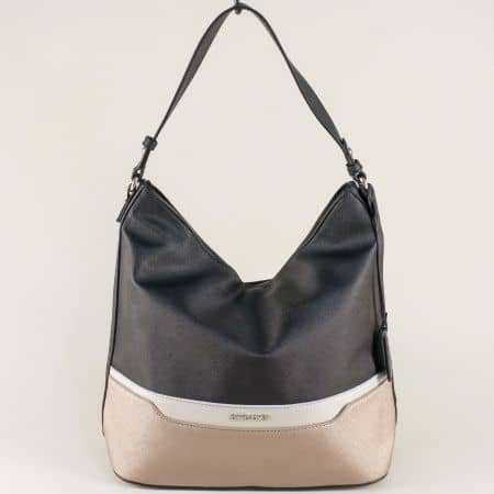 Дамска чанта, тип торба в черно и златисто ch5559-1ch
