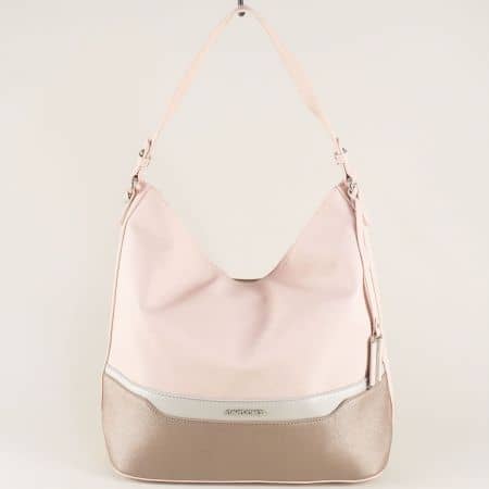 Дамска чанта, тип торба в розово и златисто ch5559-1rz