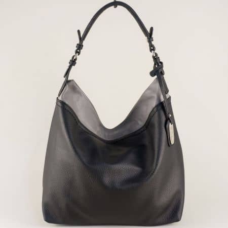 Дамска чанта, тип торба в сиво и черно- DAVID JONES ch5566-1ch