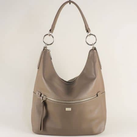Кафява дамска чанта с външен джоб с цип- DAVID JONES ch5600-1k