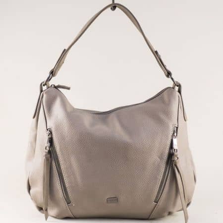 Френска дамска чанта в бежов цвят, тип торба ch5615-1bj