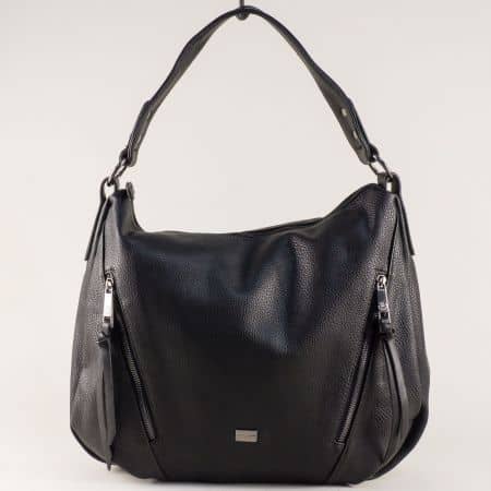 Френска дамска чанта в черен цвят, тип торба ch5615-1ch