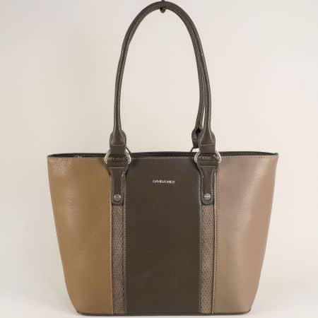 Френска дамска чанта в кафяво и тъмно кафяво ch5625-2k