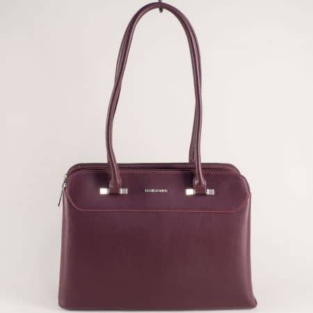 Дамска чанта с четири прегради- DAVID JONES в цвят бордо ch5626-2bd