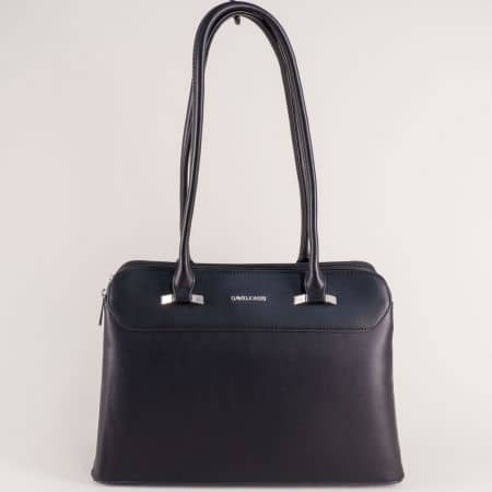 Черна дамска чанта с четири прегради- DAVID JONES ch5626-2ch