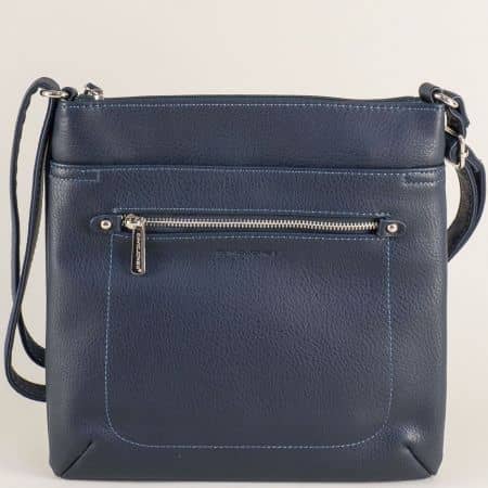 Синя дамска чанта с дълга дръжка- DAVID JONES ch5628-1s