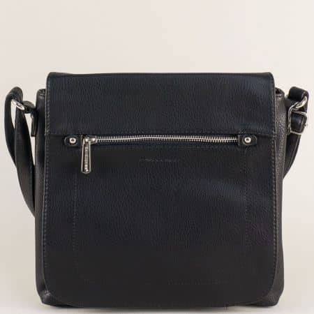 Черна дамска чанта с прехлупване- DAVID JONES ch5628-2ch