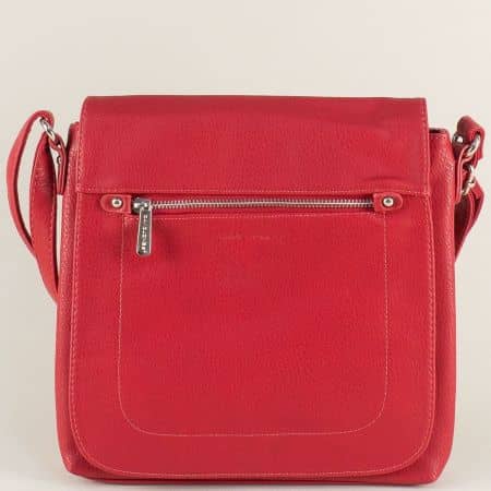Червена дамска чанта с прехлупване- DAVID JONES ch5628-2chv