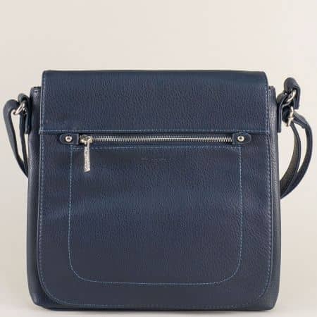 Тъмно синя дамска чанта с прехлупване- DAVID JONES ch5628-2s