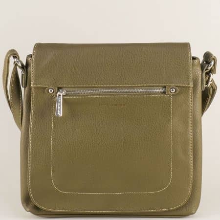 Зелена дамска чанта с прехлупване- DAVID JONES ch5628-2z