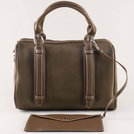 Френска дамска чанта в тъмно кафяво с органайзер ch5633-1kk