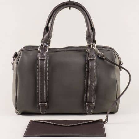 Френска дамска чанта в сив цвят с органайзер ch5633-1sv