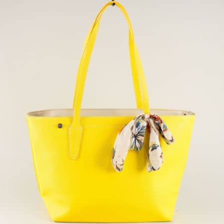 Жълта дамска чанта с две дръжки със средна дължина ch5719-2j