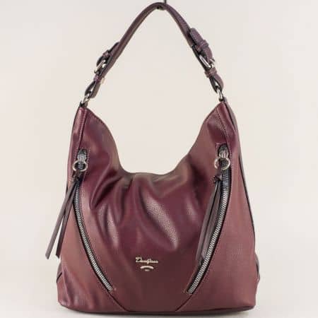 Дамска чанта- DAVID JONES, тип торба в цвят бордо ch5840-1bd