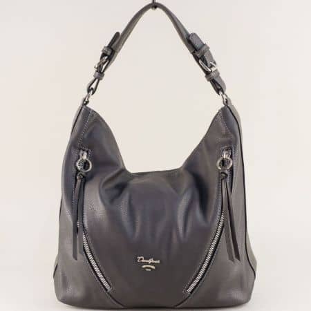 Дамска чанта- DAVID JONES, тип торба в сив цвят ch5840-1sv
