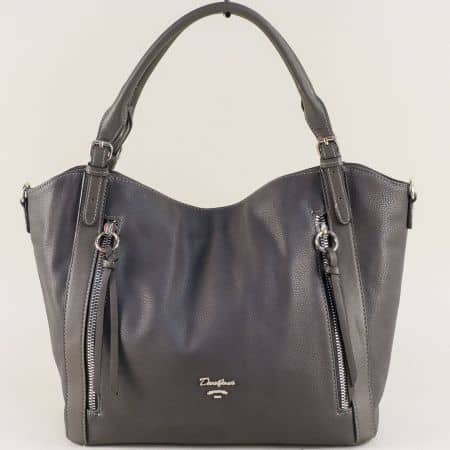 Дамска чанта- DAVID JONES в сив цвят ch5840-2sv