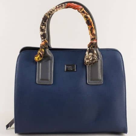 Дамска чанта в син цвят с декорация- DAVID JONES ch5841-2s