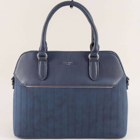 Дамска чанта в син цвят с твърда структура ch5849-1s