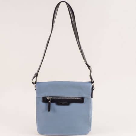 Дамска чанта в синьо и черно с дълга дръжка- DAVID JONES ch5980-2s