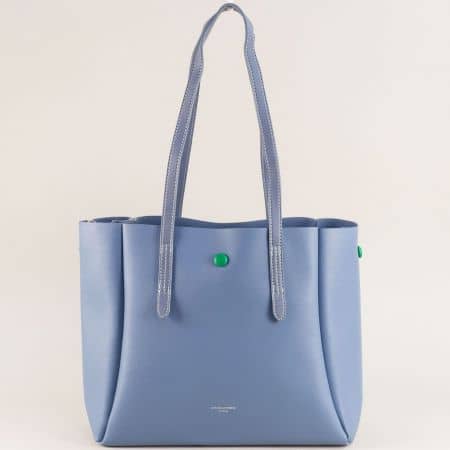 Дамска чанта в син цвят с органайзер- DAVID JONES ch5991-2s