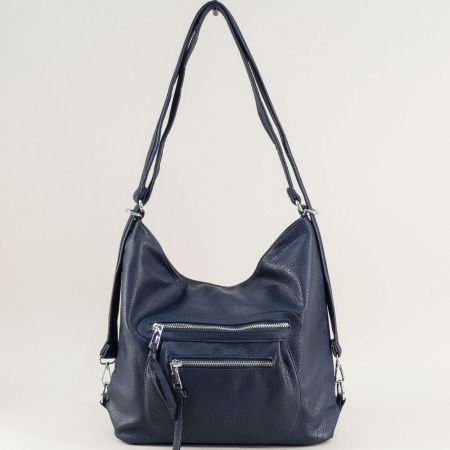 Спортна дамска чанта в син цвят с два предни джоба ch6102s
