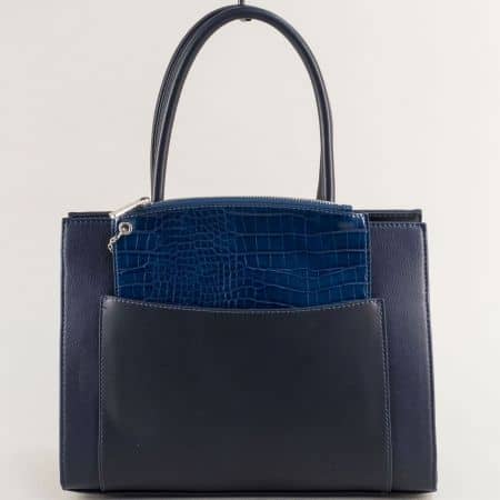 Синя дамска чанта с органайзер- DAVID JONES ch6105-2s