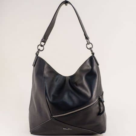 Дамска чанта, тип торба в черен цвят с декорация ch6134-2ch