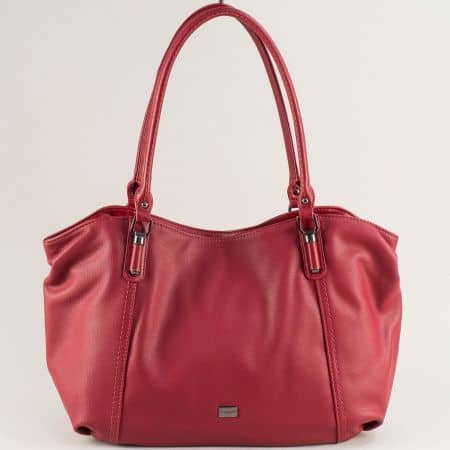 Дамска чанта, тип торба с две дръжки в цвят бордо ch6136-2bd