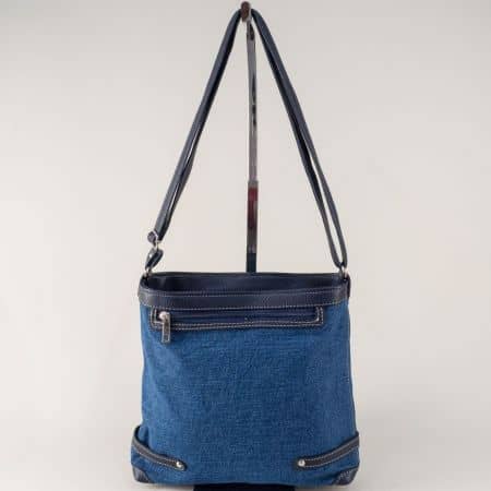 Синя дамска чанта- БЪЛГАРИЯ с дълга дръжка ch491tds