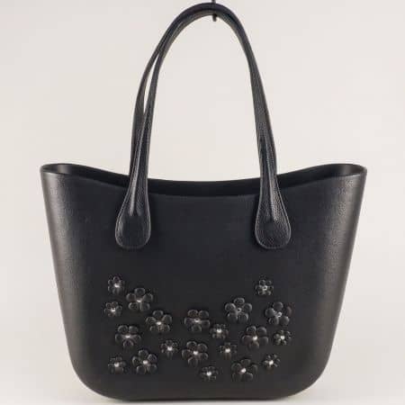 Дамска чанта от силиконов материал в черен цвят ch62000ch
