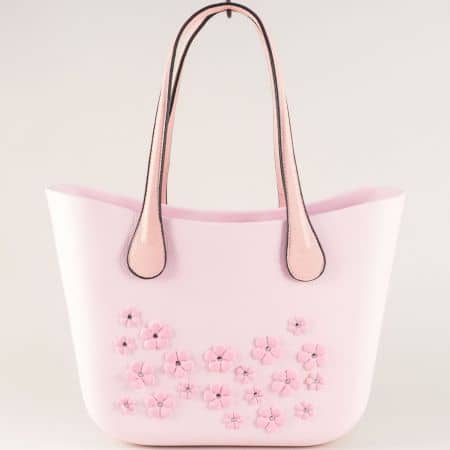 Дамска чанта в розов цвят от силикон ch62000rz
