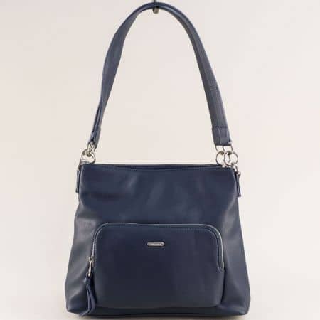 Малка дамска чанта в син цвят с къса дръжка ch6299-3s