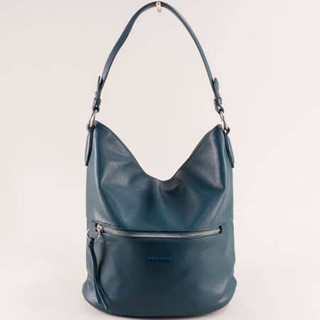 Синя дамска чанта тип торба с къса и дълга дръжка ch6422-1sz