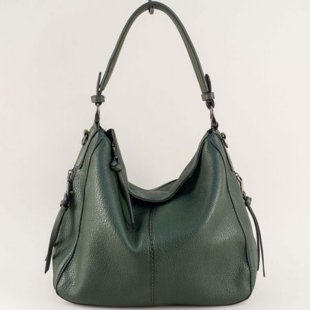 Зелена дамска чанта тип торба с къса и дълга дръжка ch6436z