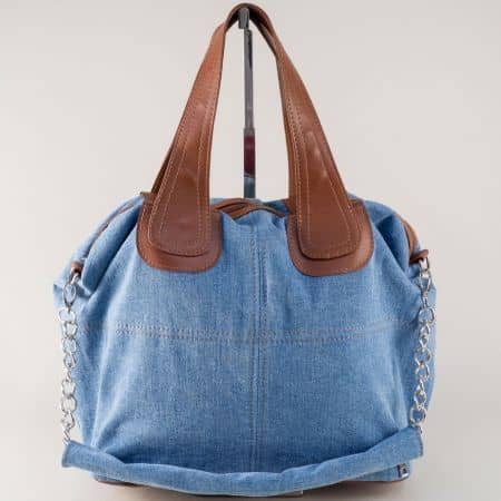 Синя дамска чанта с две къси и дълга дръжка- БЪЛГАРИЯ ch645sds