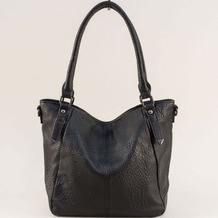 Черна дамска чанта тип торба с къса и дълга дръжка ch6477ch