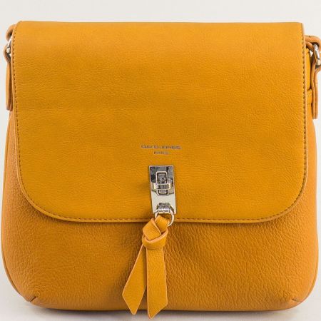 Жълта дамска чанта с капаче на DAVID JONES ch6503-1k