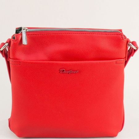 Червена дамска чанта с регулираща се дръжка ch6511-1chv