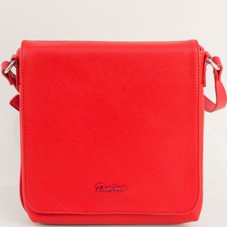 Червена  дамска чанта с прехлупващ капак ch6511-2chv