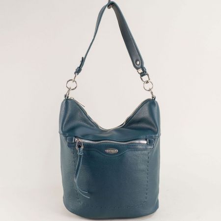 Синя дамска чанта с преден и заден джоб David Jones ch6603-2s