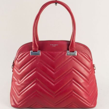 Червена дамска чанта с къса и дълга дръжка  ch6615-1chv