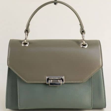 Зелена дамска чанта със заден джоб David Jones ch6620-1z