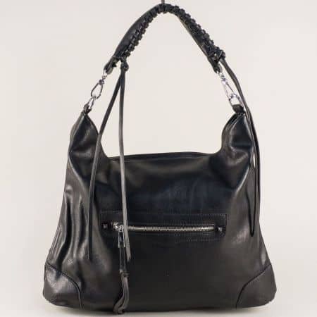 Черна дамска чанта, тип торба с практично разпределение ch663536ch